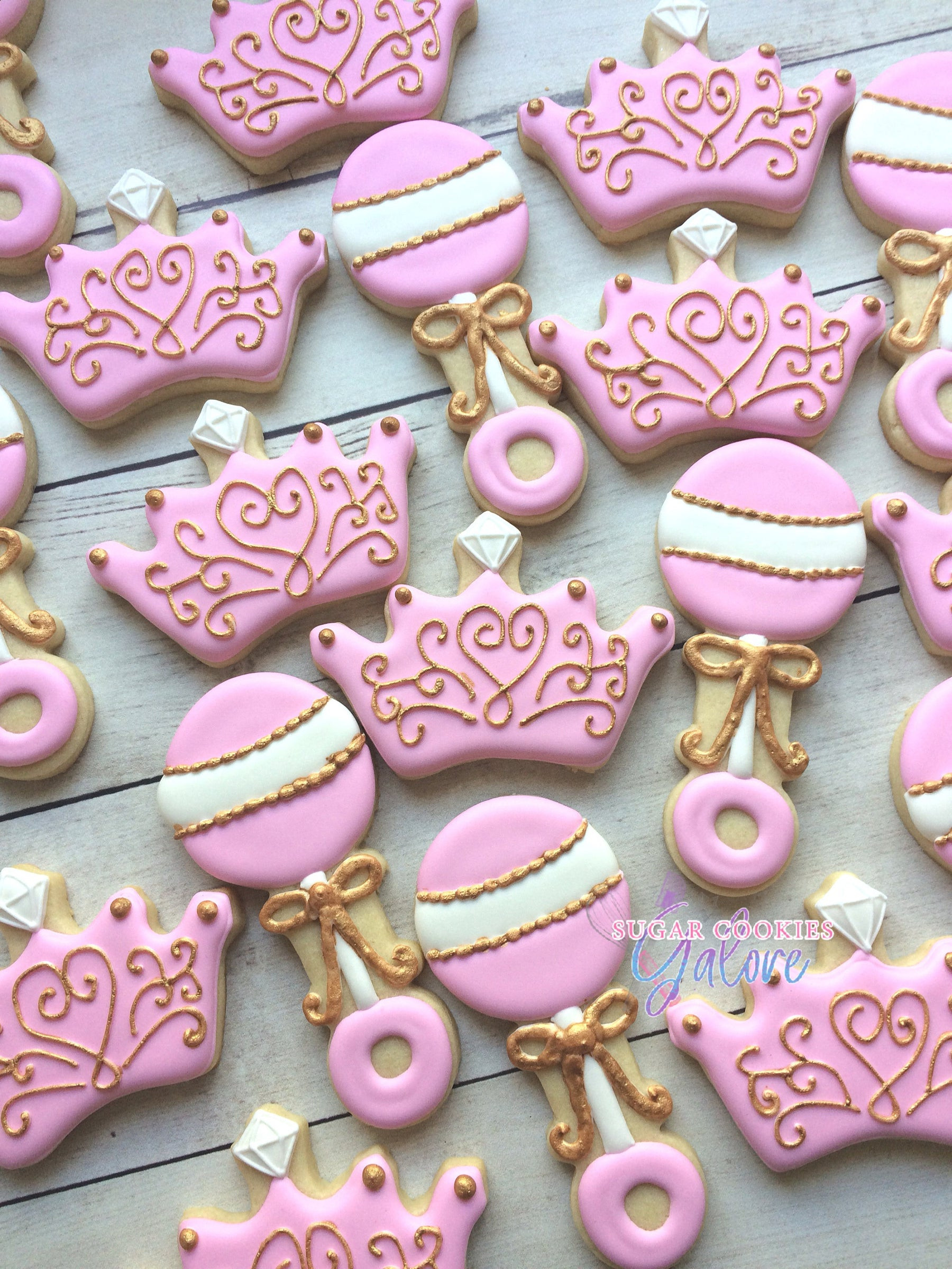 Baby Shower Sugar Cookies Luxury Pink and Gold Princess Baby Shower Iced Sugar Cookies