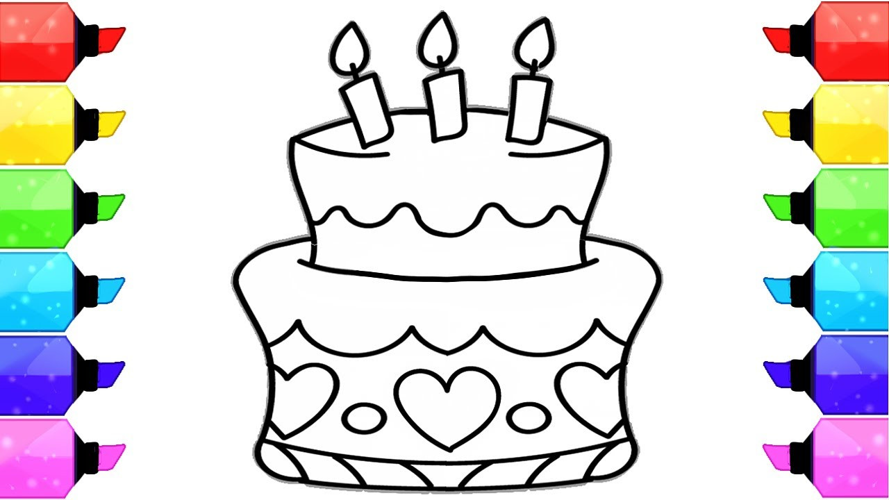 Birthday Cake Drawing Awesome How to Draw Birthday Cake Coloring Pages for Kids