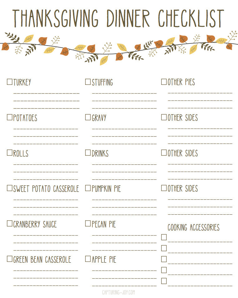 Planning Thanksgiving Dinner Checklist New Printable Thanksgiving Dinner Checklist and Recipes