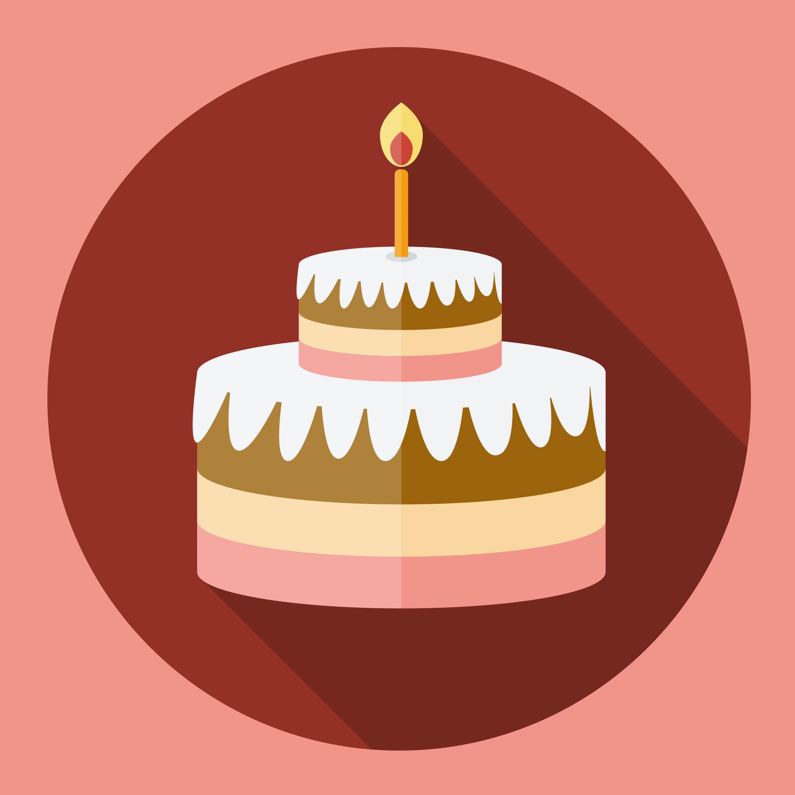 Birthday Cake Icon Lovely Birthday Cake Flat Icon with Long Shadow Download