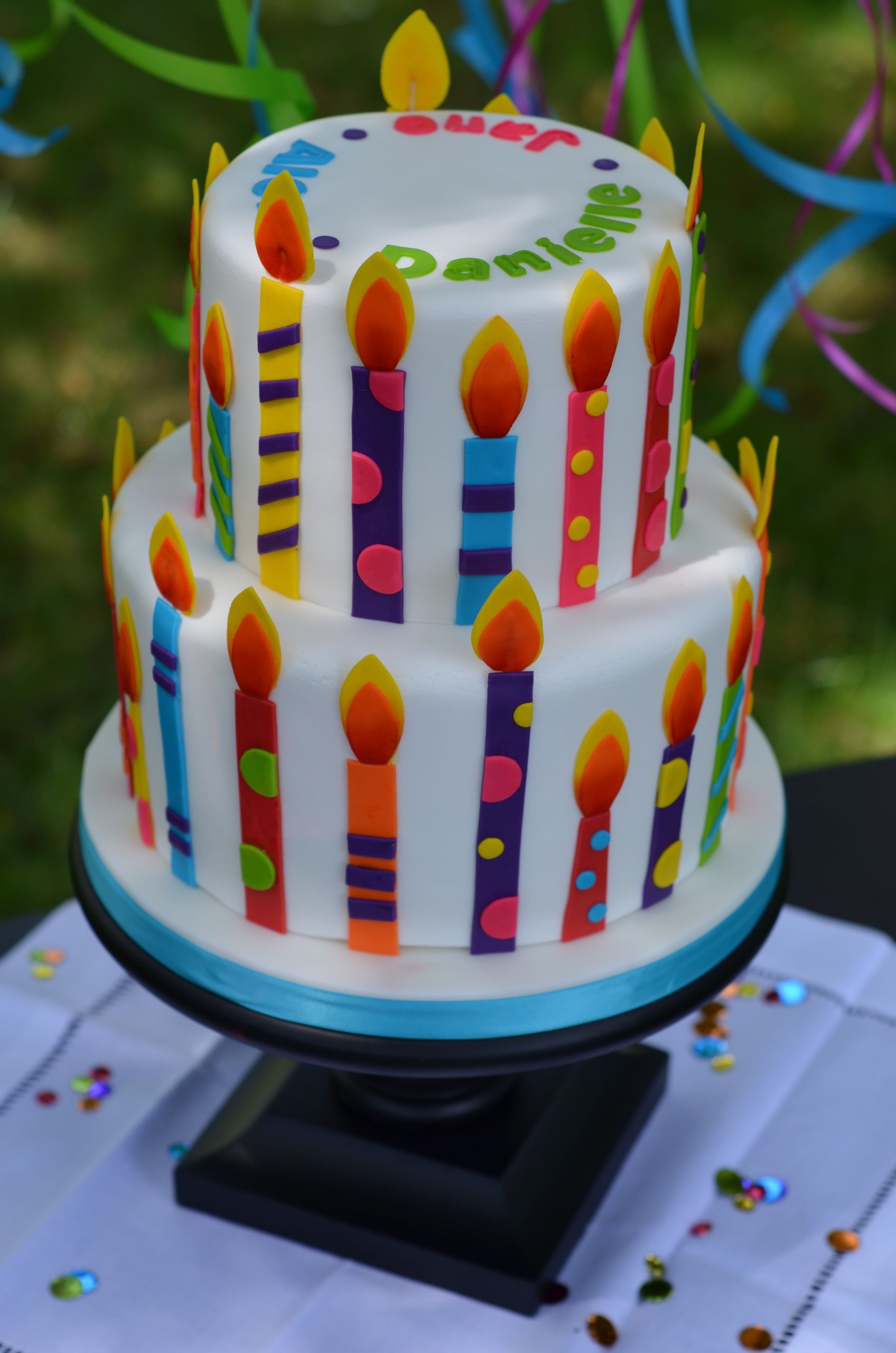 Birthday Cake with Candles Beautiful Colorful Fondant Candle Birthday Cake Cakecentral