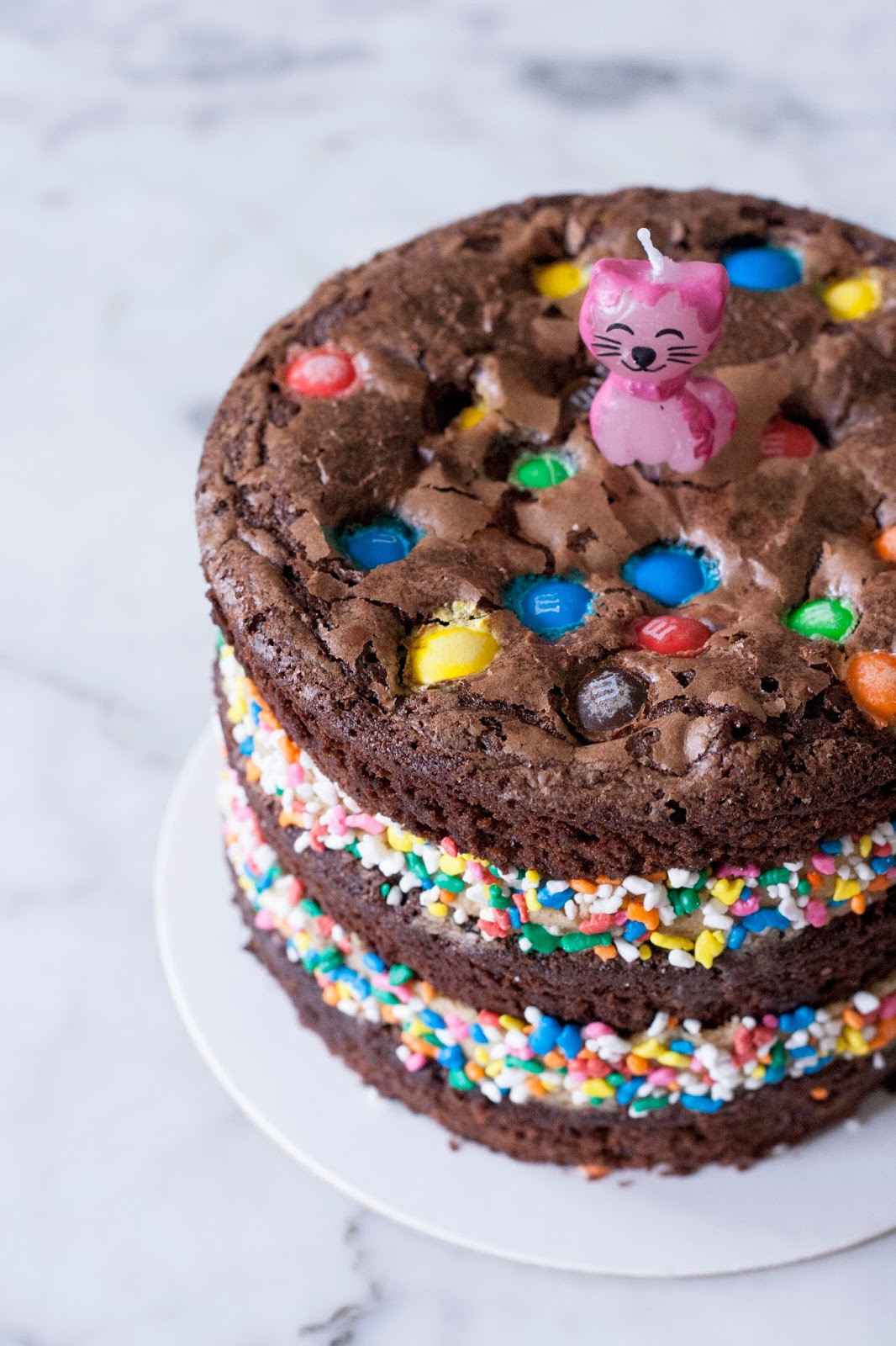Brownie Birthday Cake Lovely M&amp;m Chocolate Brownie Birthday Cake