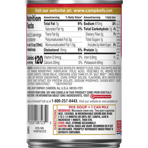 Campbell&amp;#039;s Chicken Noodle soup Nutrition Label Fresh 32 Campbell S Chicken Noodle soup Nutrition Label Labels