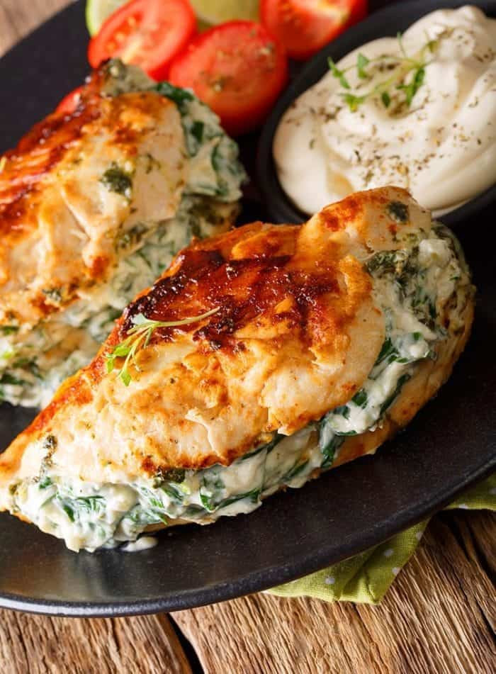 Chicken Breasts Stuffed with Spinach and Cream Cheese Beautiful Pan Fried Spinach &amp; Cream Cheese Stuffed Chicken Breasts