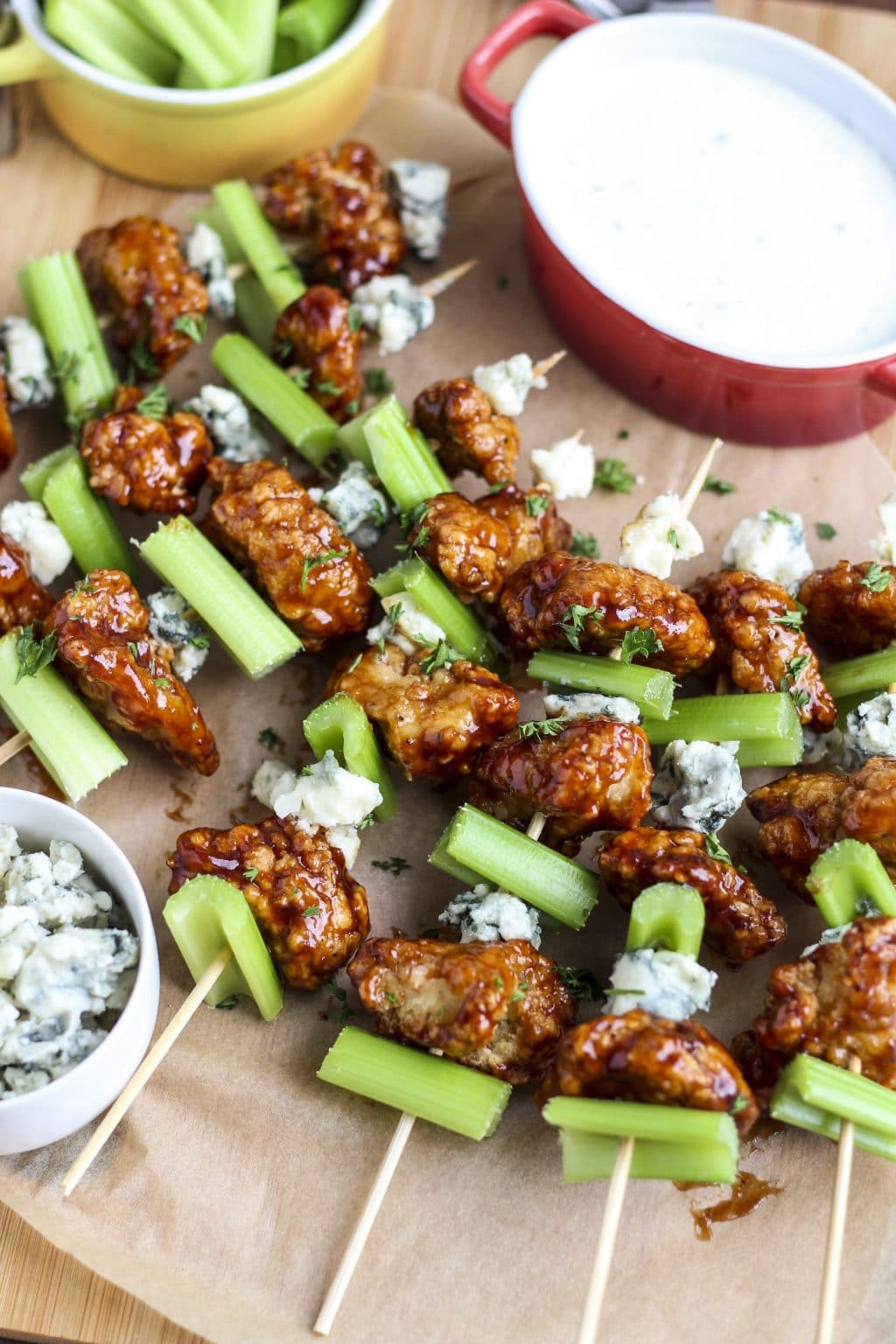 Chicken Skewer Appetizers Luxury Bbq Chicken Skewers with Blue Cheese Crumbles