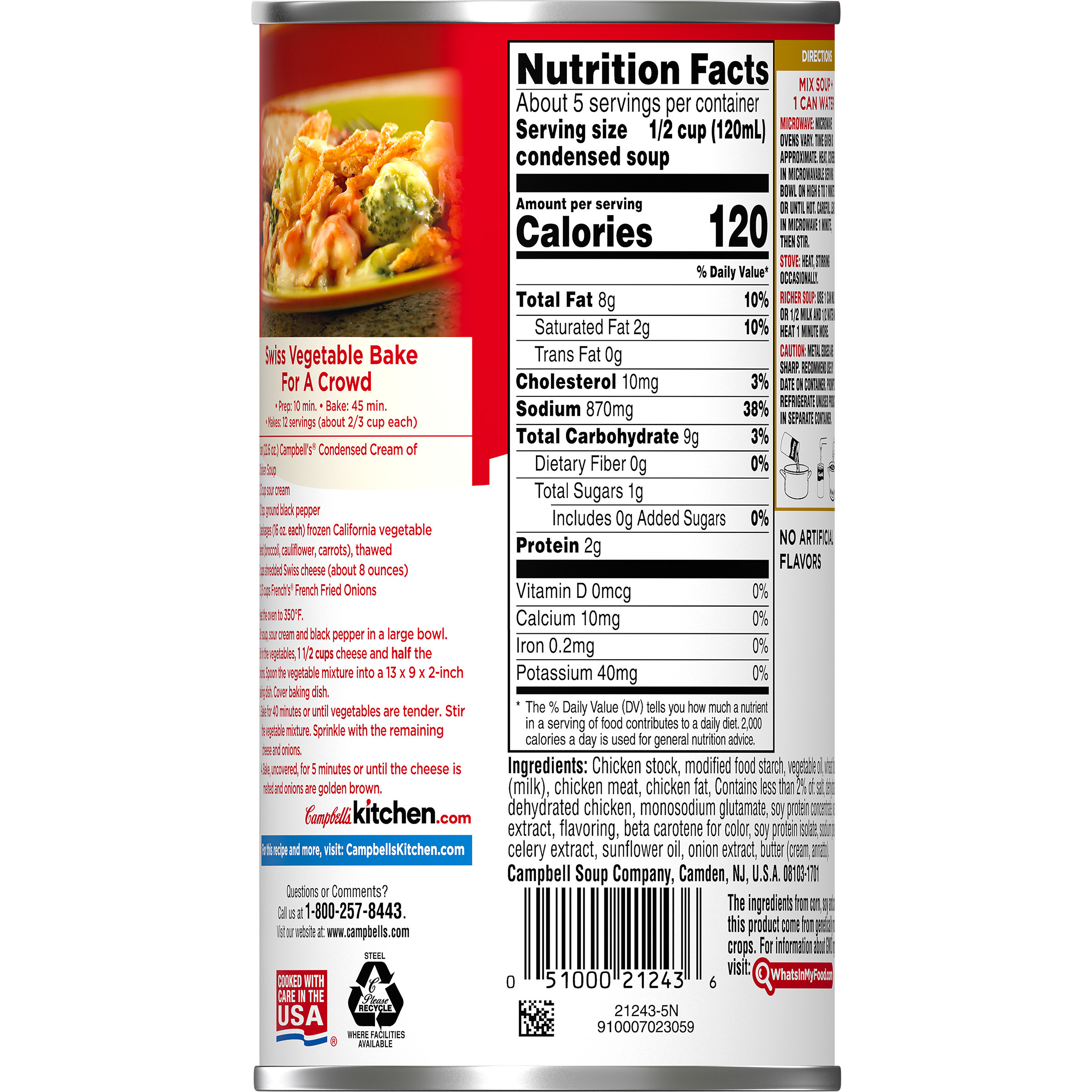 Cream Of Chicken soup Nutrition New Campbells Low sodium Cream Chicken soup Nutrition