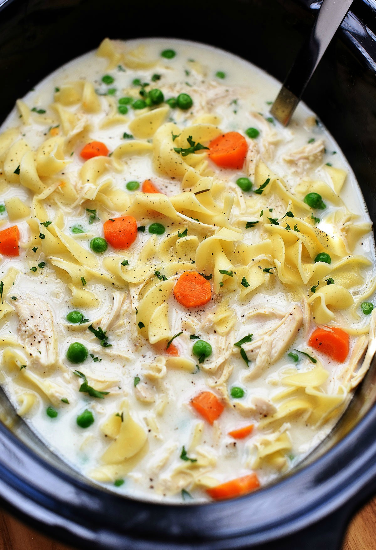 Creamy Chicken Noodles Unique Slow Cooker Creamy Chicken Noodle soup Life In the Lofthouse
