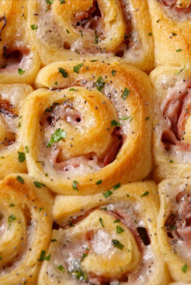 Ham and Cheese Crescent Rolls Appetizers Awesome Ham &amp; Cheese Pinwheels 1 Tube Crescent Rolls 1 2 Sliced