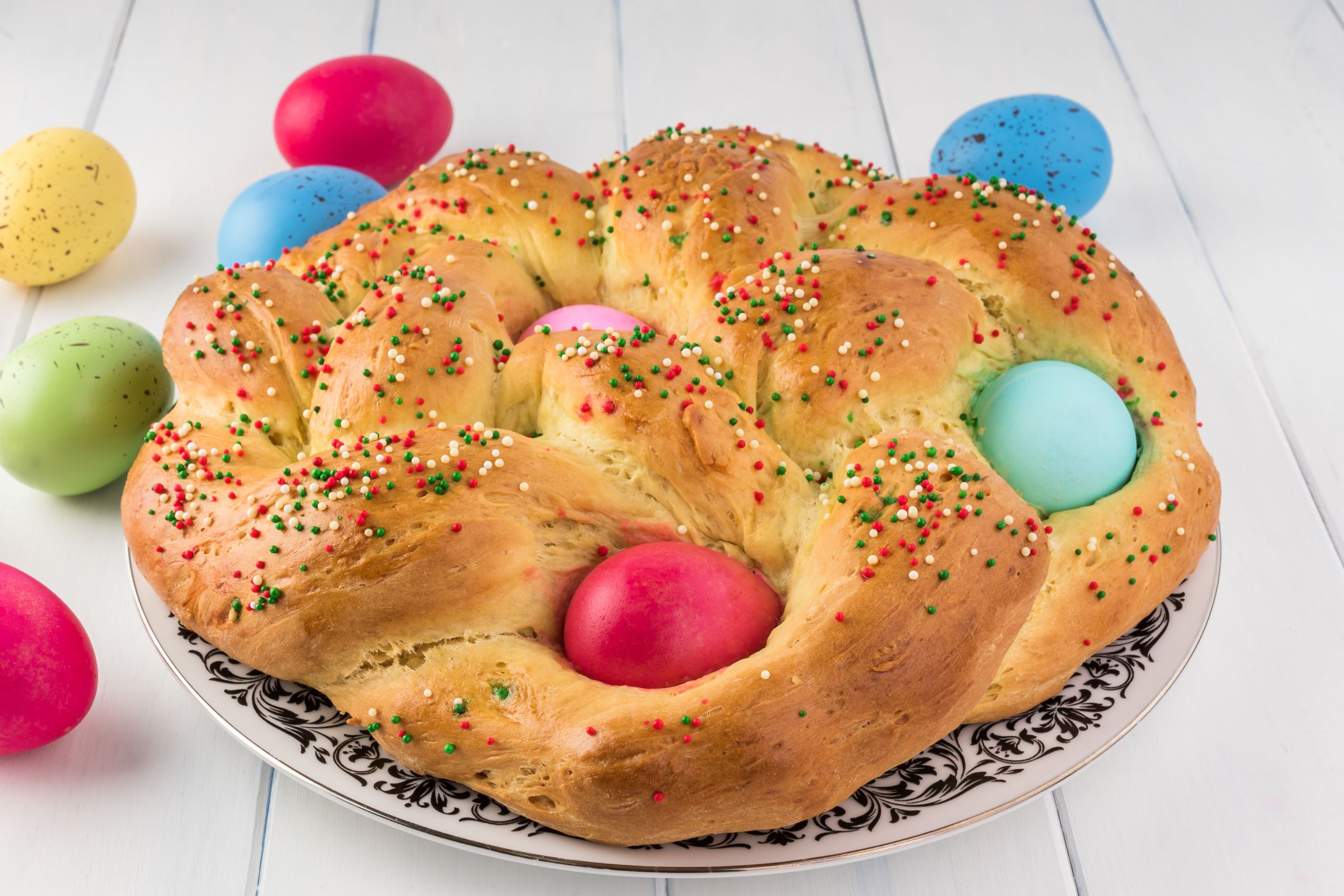 Italian Easter Bread History Lovely Italian Easter Bread with Dyed Eggs Recipe