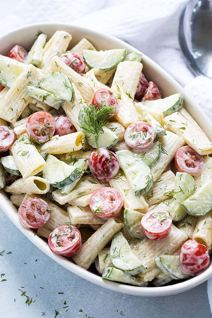 Pasta Salad with tomatoes and Cucumbers Fresh Creamy Cucumber and tomato Pasta Salad
