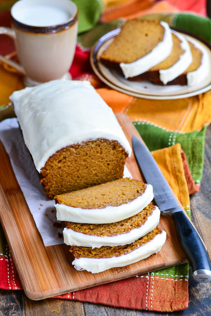 Pumpkin Bread with Cream Cheese Frosting Awesome Moist Pumpkin Bread with Cream Cheese Frosting