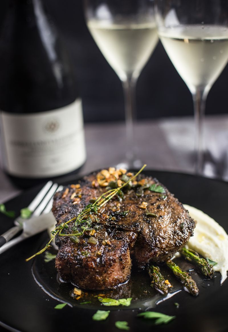 Wine with Pork Chops Fresh Grilled Pork Chops with Wine Brown butter Sauce and
